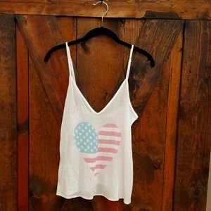 Lightweight Wildfox American Flag Heart Tank top